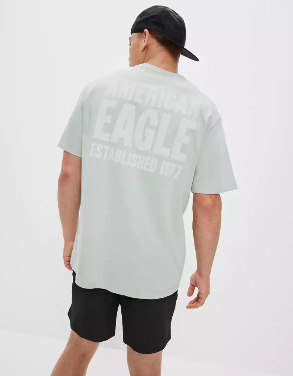 T Shirt Graphique American Eagle AE Super Soft Menthe Homme | ANU-52767761